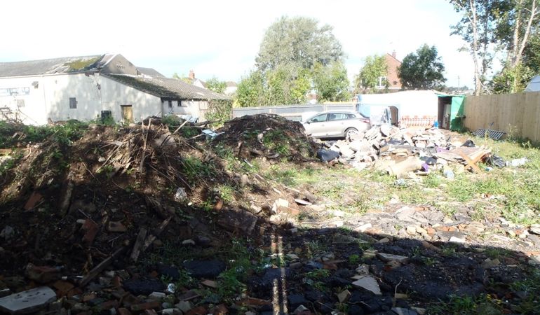 A mixed pile of waste at a property in Caerleon 